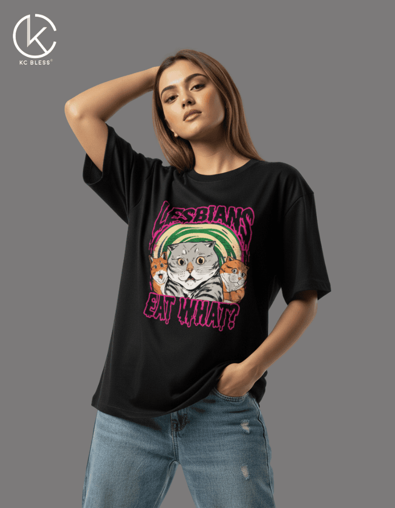 Lesbians Eat What Oversize Tee - Bold Pride Graphic 2025